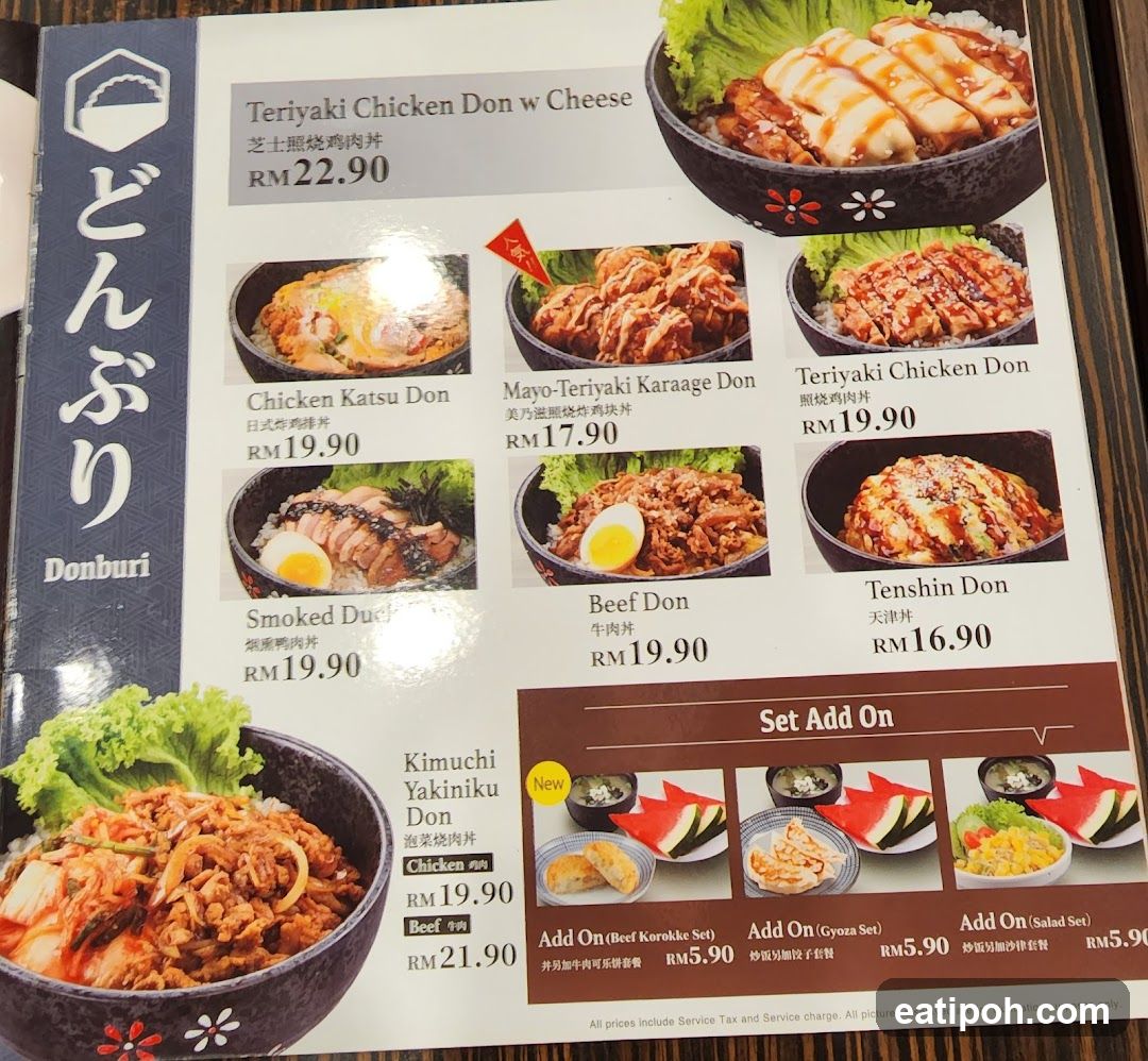 Donburi Menu