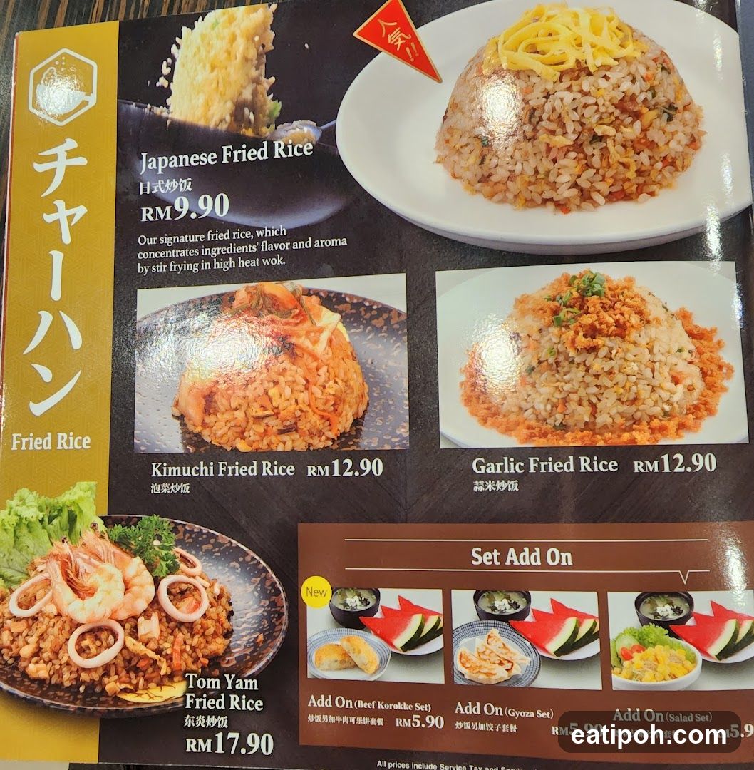 Fried Rice Menu