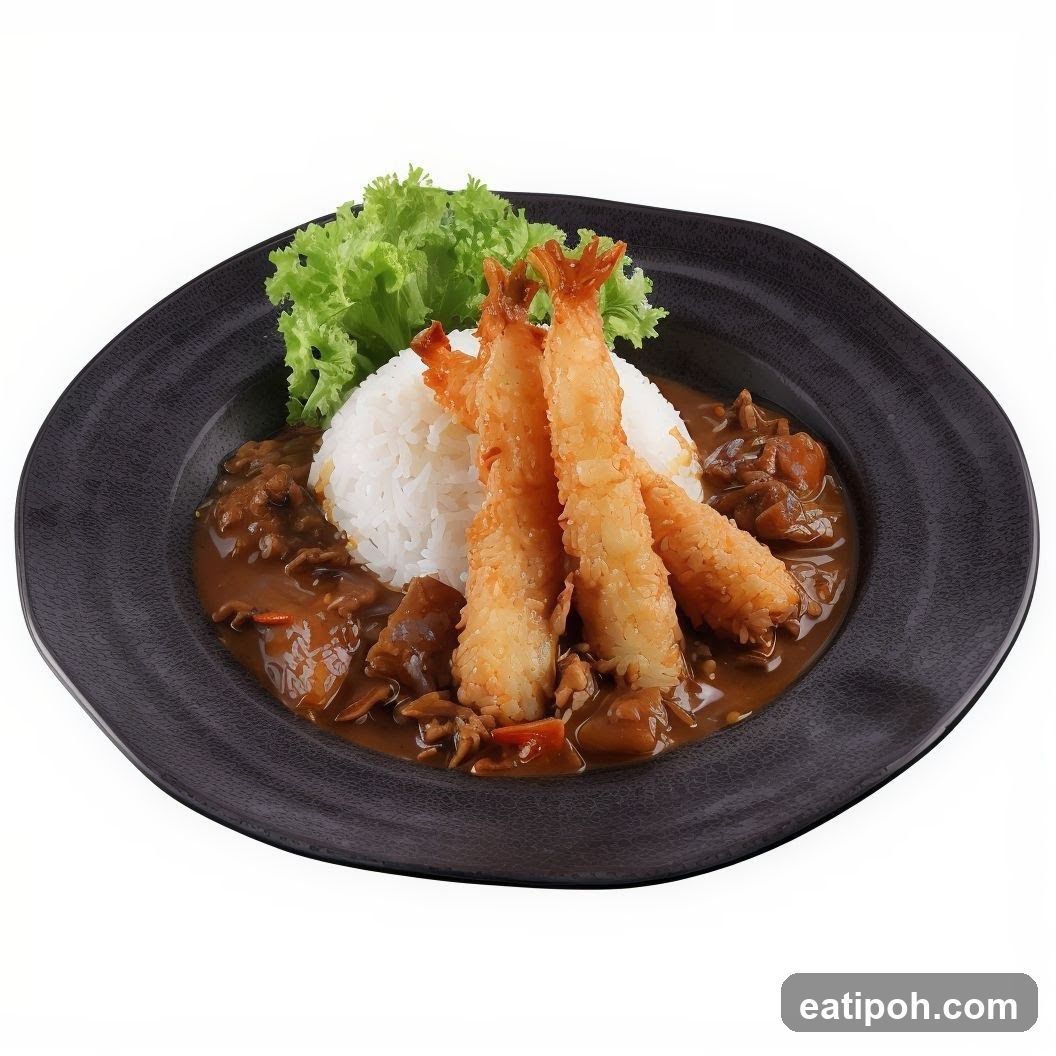 Curry with Rice and Fried Shrimp