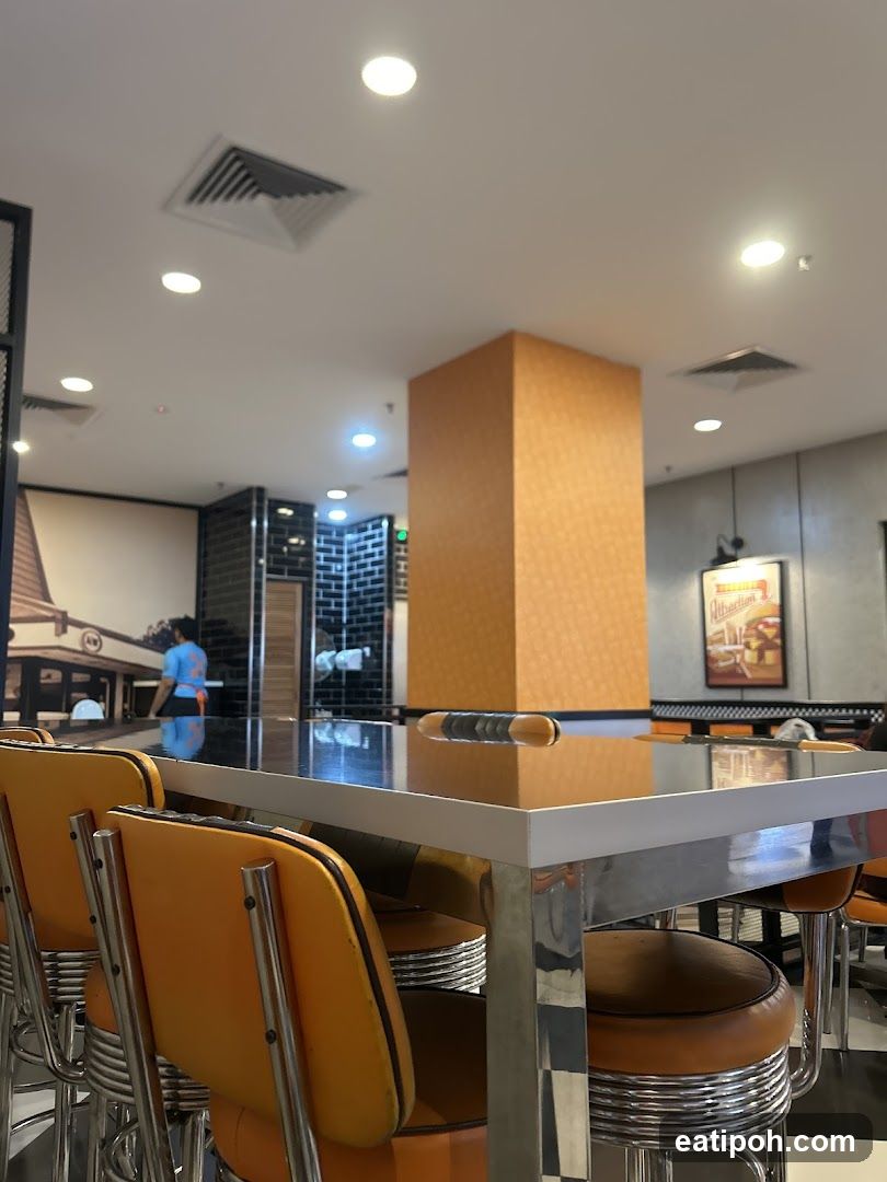 Diner Interior with Orange Seating