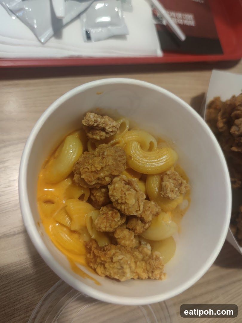 Macaroni and Cheese with Fried Chicken Bites