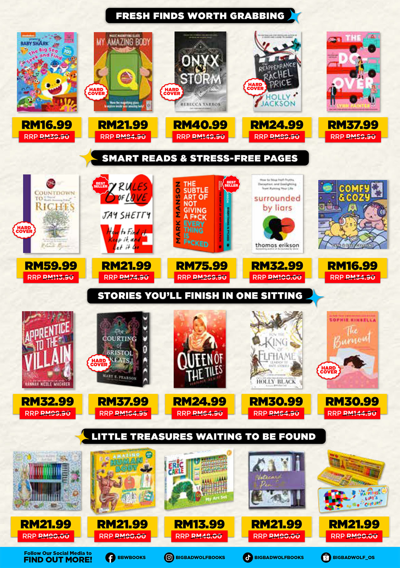 Tiered instant discount signage at the Big Bad Wolf Book Sale Ipoh 2026 at AEON BIG Falim